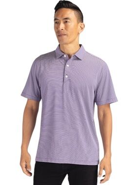 Cutter & Buck Purple Pinstripe Performance Polo Shirt (M)